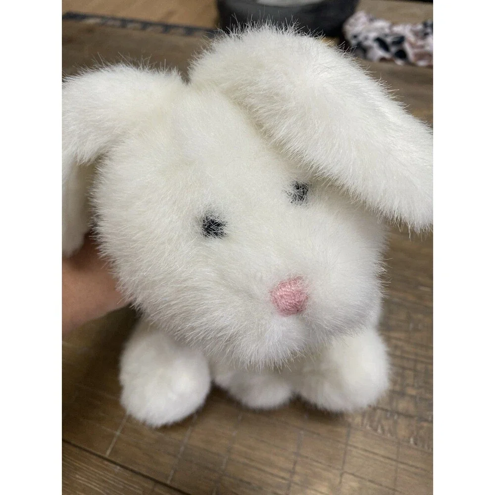 Vintage Gund White Bunny Rabbit Plush Stuffed Animal Green Ribbon 4N64